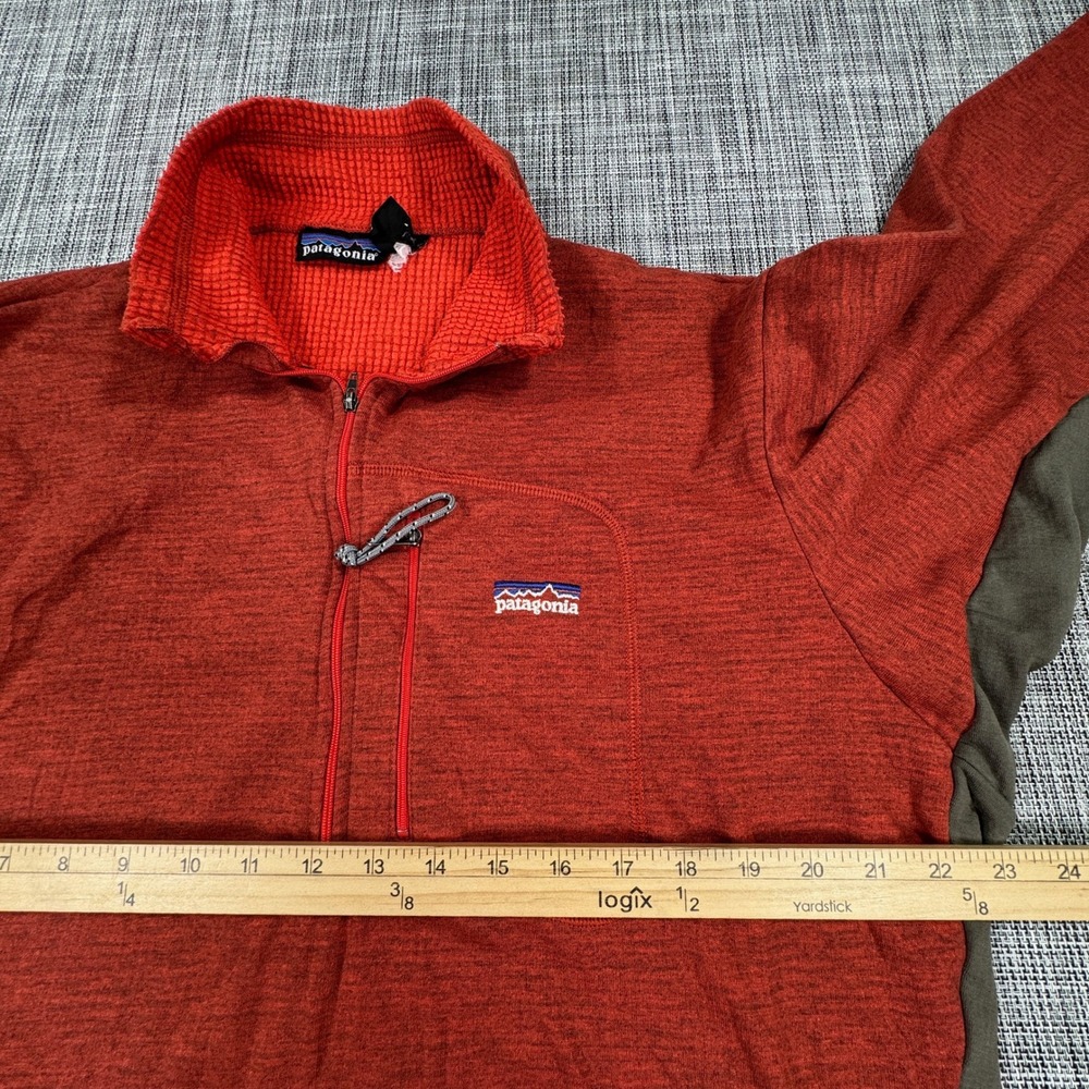 Vintage Patagonia Mens Large R1 Flash Pullover Red Grid Fleece Half Zip USA 2002 - Picture 7 of 10